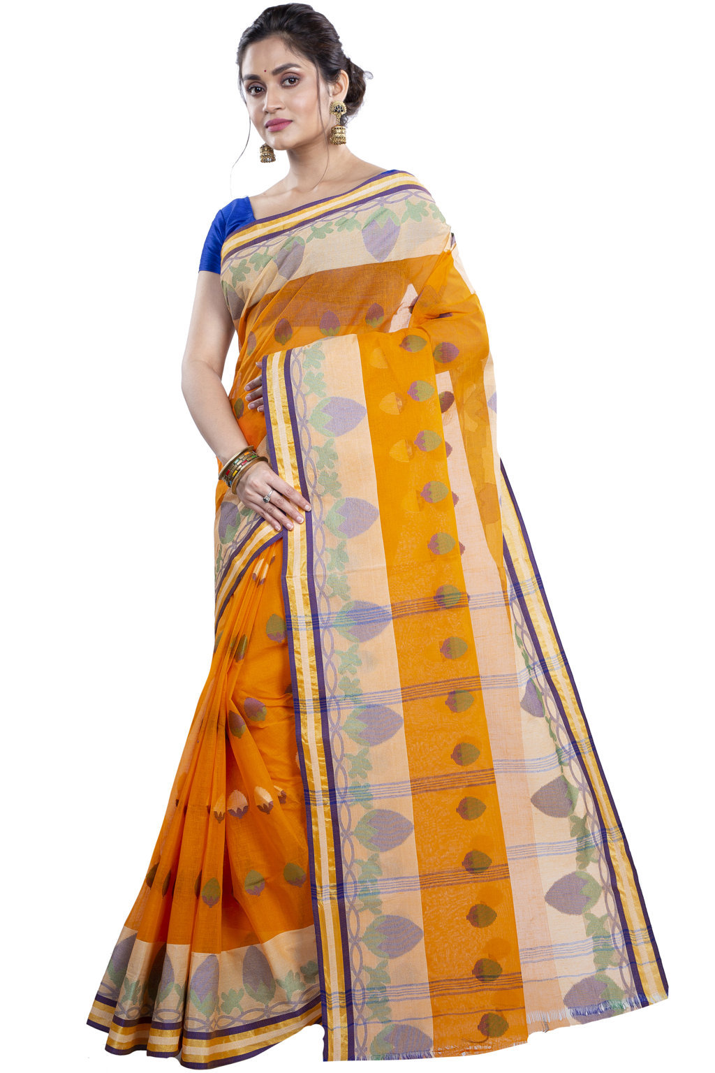 Orange Pure Cotton PaddaPar Tant Saree (776)